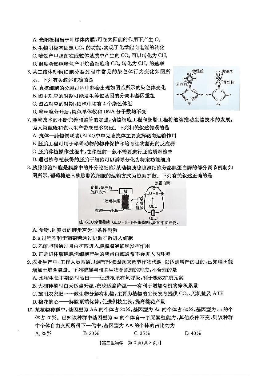 生物-河北五个一名校联盟2026届高三1月联考试卷及答案第2页