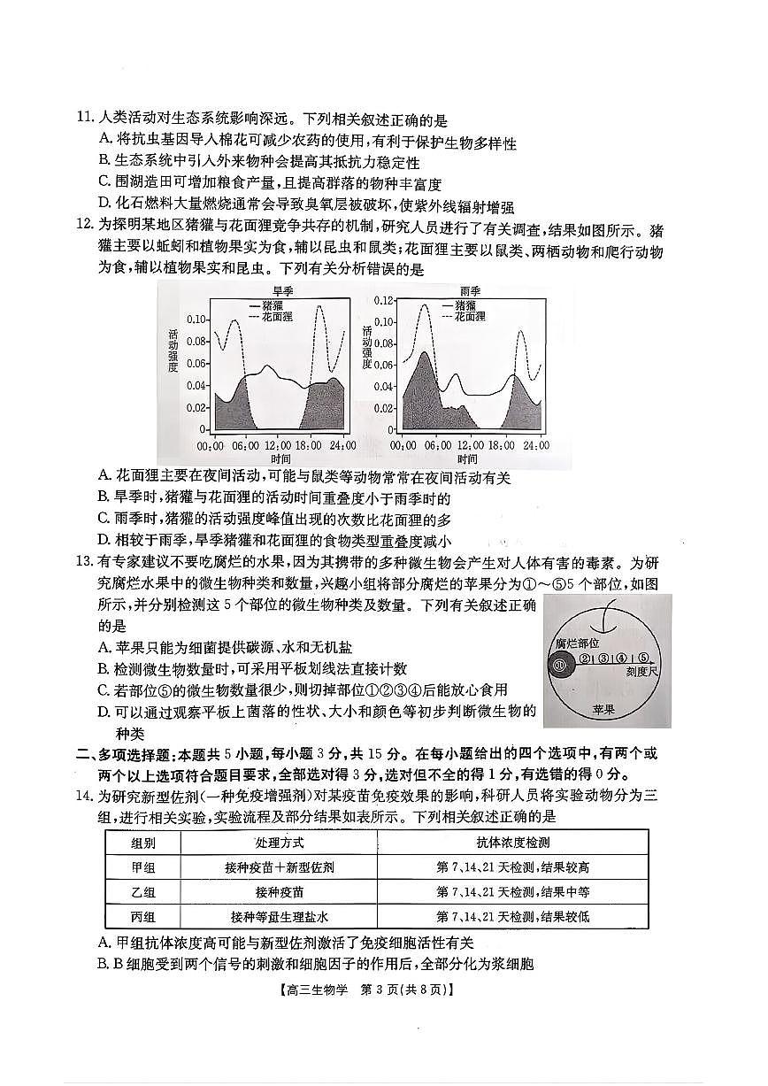 生物-河北五个一名校联盟2026届高三1月联考试卷及答案第3页