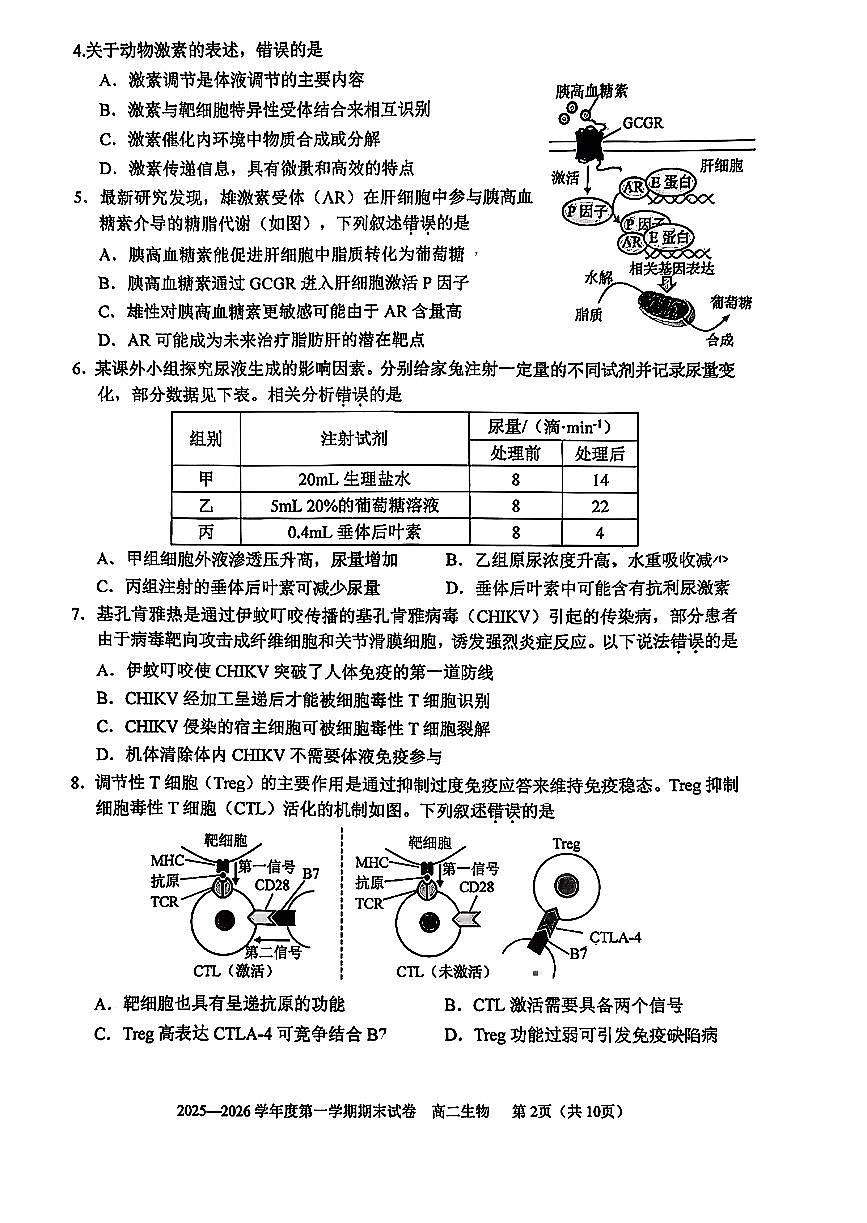2026北京北师大二附中高二（上）期末生物试卷   无答案第2页