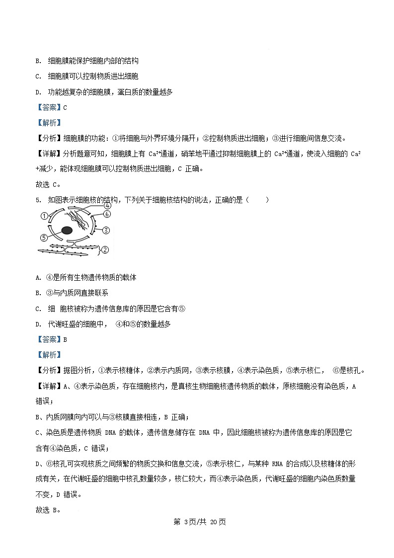 浙江省杭州市西湖区2025_2026学年高一生物上学期12月月考试题含解析第3页