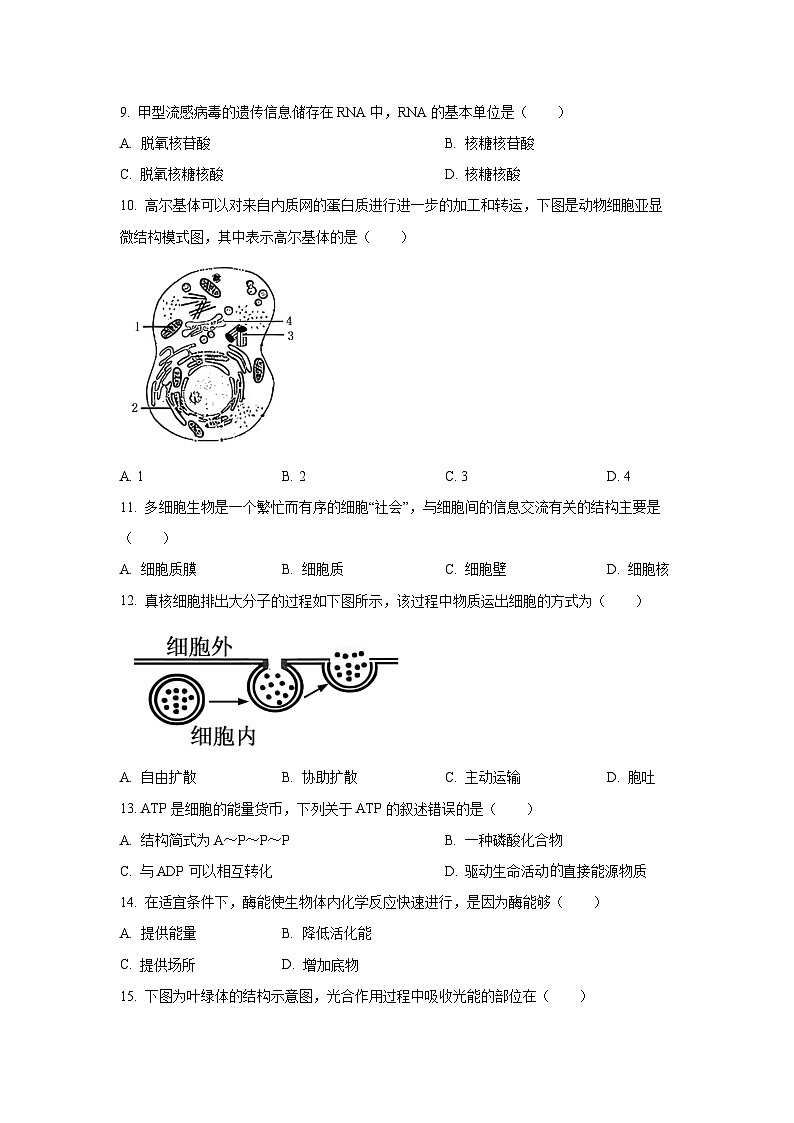 【生物】江苏省盐城市2025-2026学年高二上学期学业水平合格性考试模拟试题（学生版）第2页