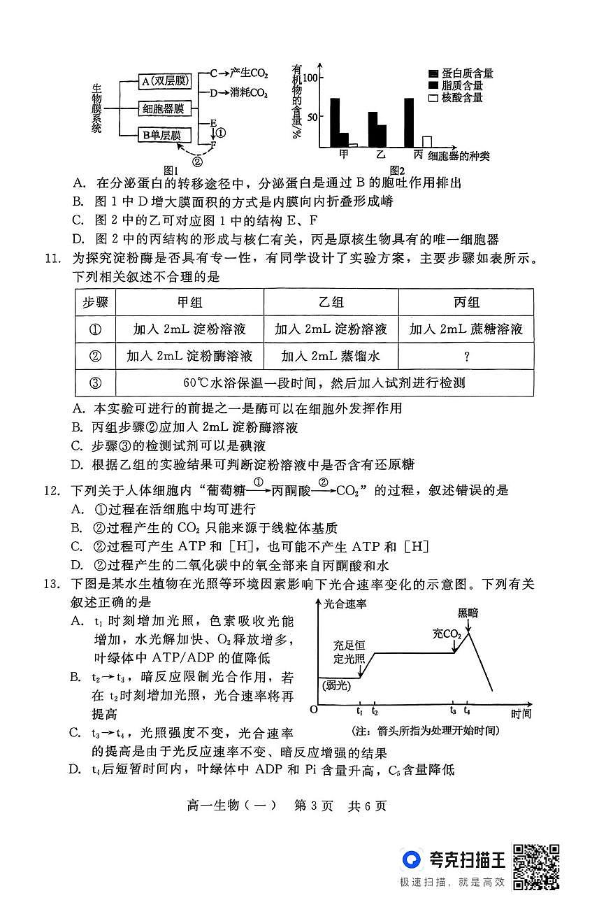 山西省临汾市2025-2026学年高一上学期期末质量检测生物试题第3页