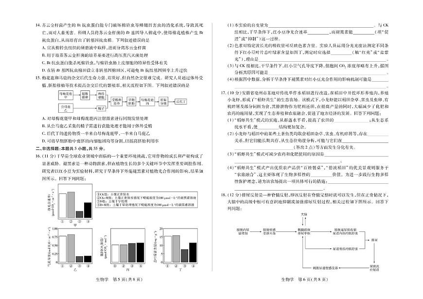 2026届安徽省多校高三上学期1月月考生物试卷（含解析）第3页