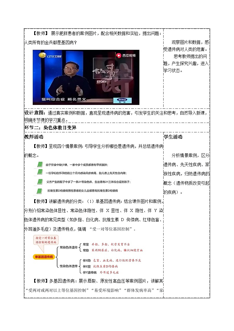 【同步授课教案】人教版高中生物必修二 遗传与进化第五章5.3 人类遗传病（表格版）第2页