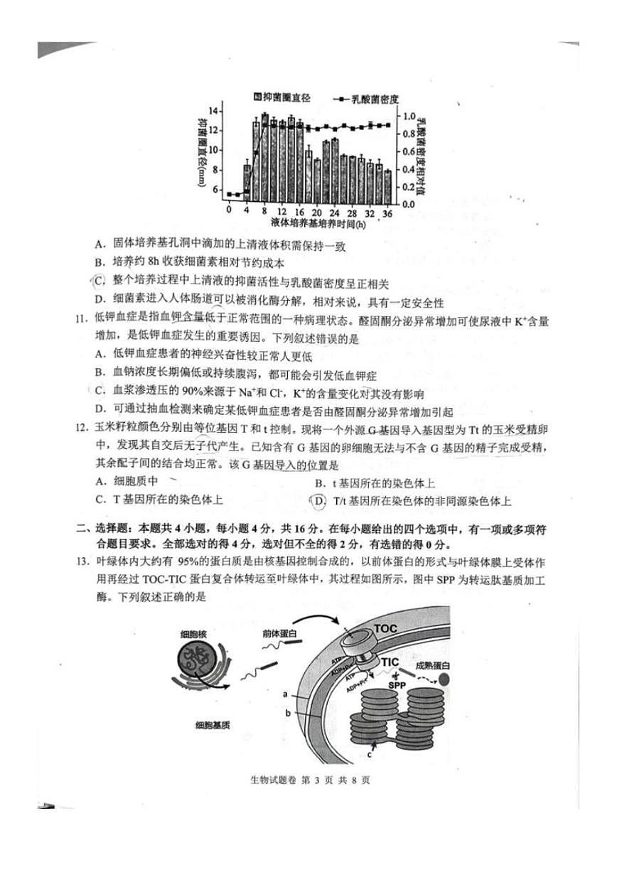 2025-2026学年湖南省株洲市高三上学期一模生物试题（含答案）第3页