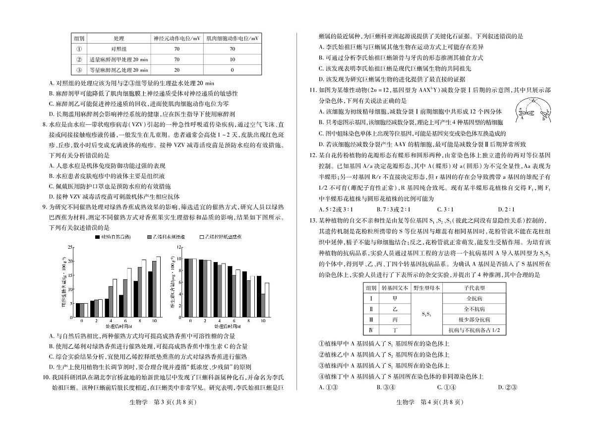 【生物学】安徽省多校联考2025-2026学年高三上学期1月月考第2页