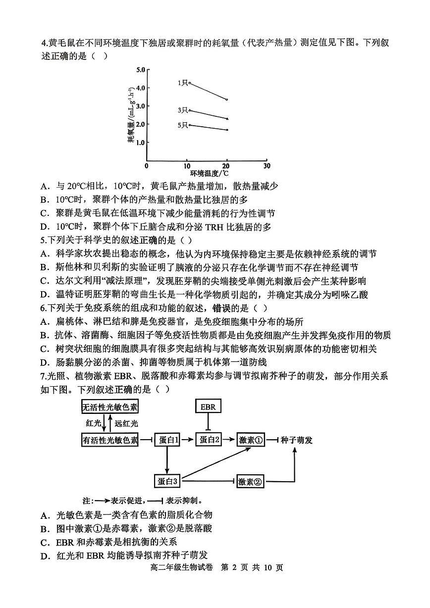 高二年级生物试卷第2页