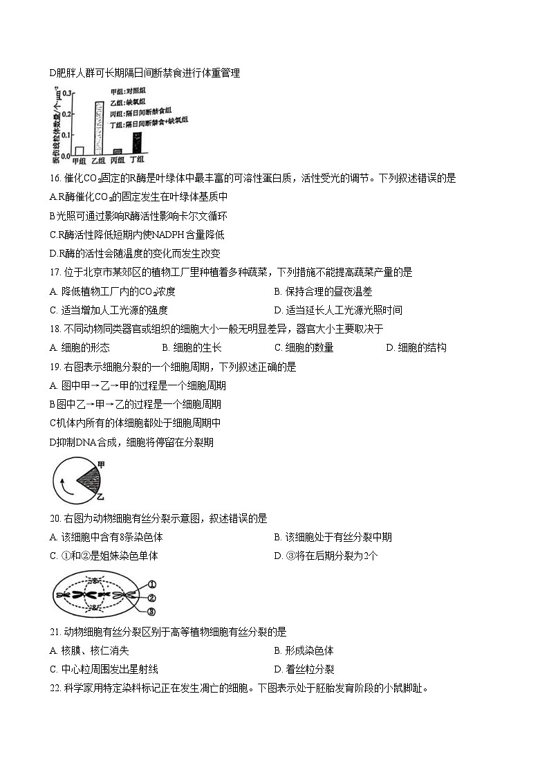 北京市铁路第二中学2025_2026学年高一上学期1月期末生物试题(文字版含答案)第3页