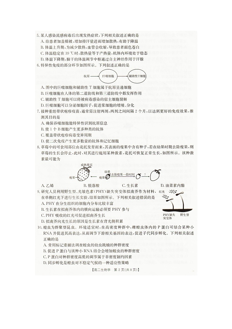 辽宁省抚顺市六校协作体2025-2026学年高二上学期期末联考生物试卷（无答案）第2页