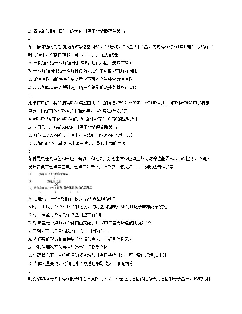 山东省潍坊市2025_2026学年高二上学期12月学科素养能力抽样测评生物试卷（文字版，含答案）第2页
