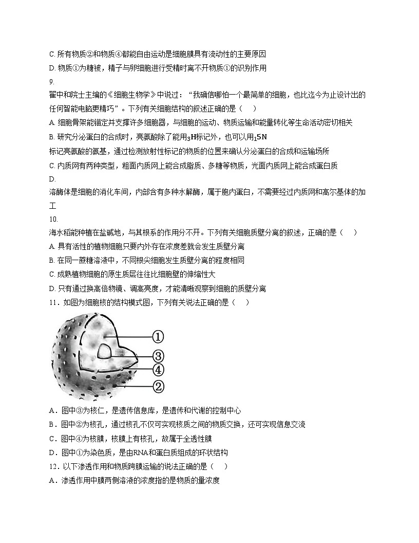 广西钦州市共美学校2025_2026学年高一上学期12月月考生物试卷（文字版，含答案）第3页