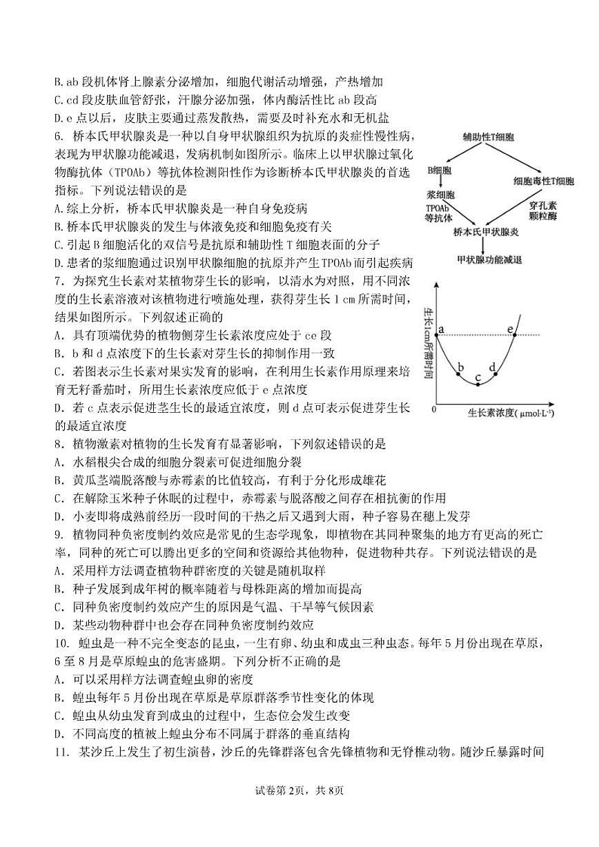 2025-2026学年山东省潍坊市诸城市第一中学高二上学期1月月考生物试题（含解析）第2页