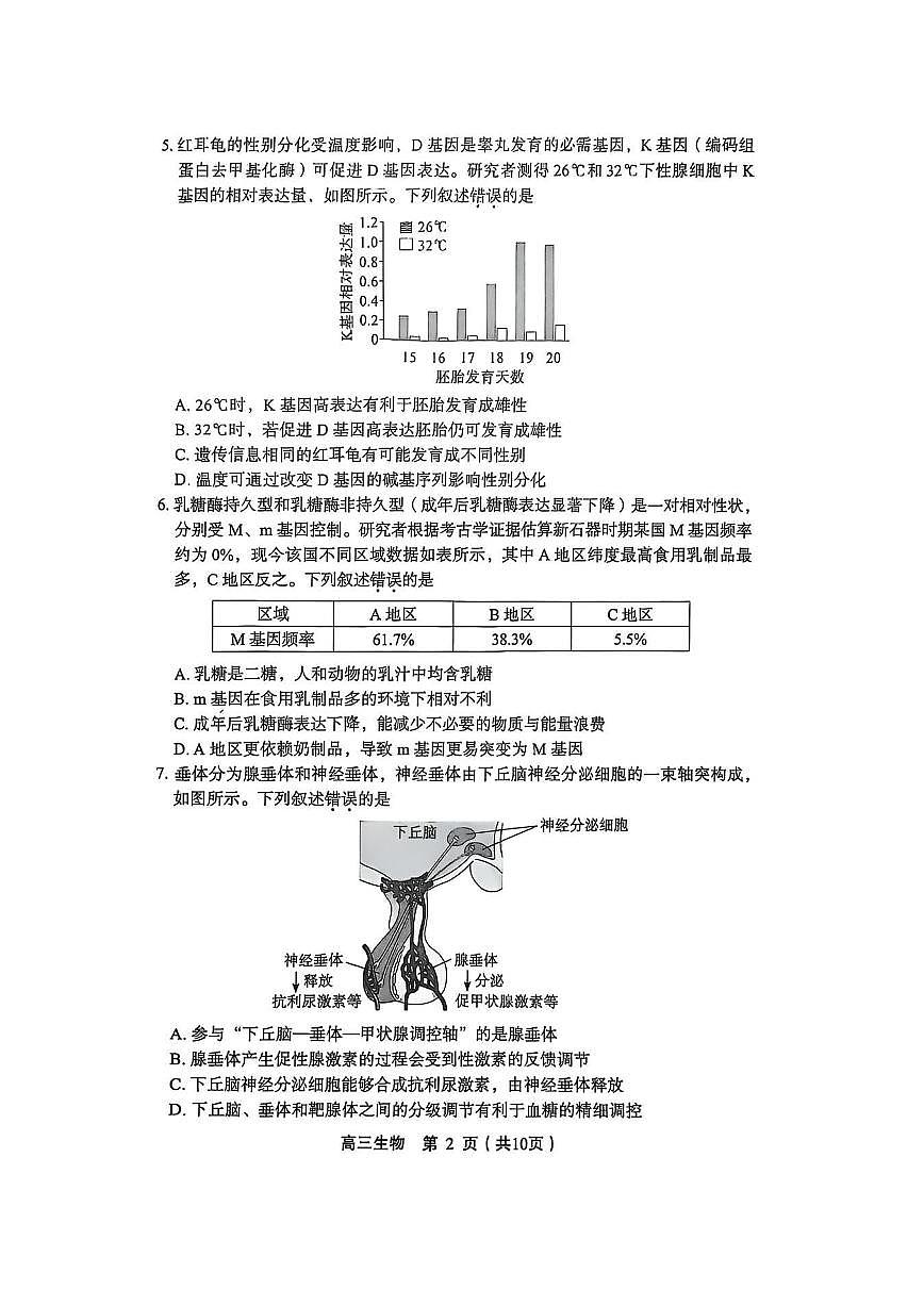 2026北京丰台高三（上）期末生物（教师版）试卷第2页