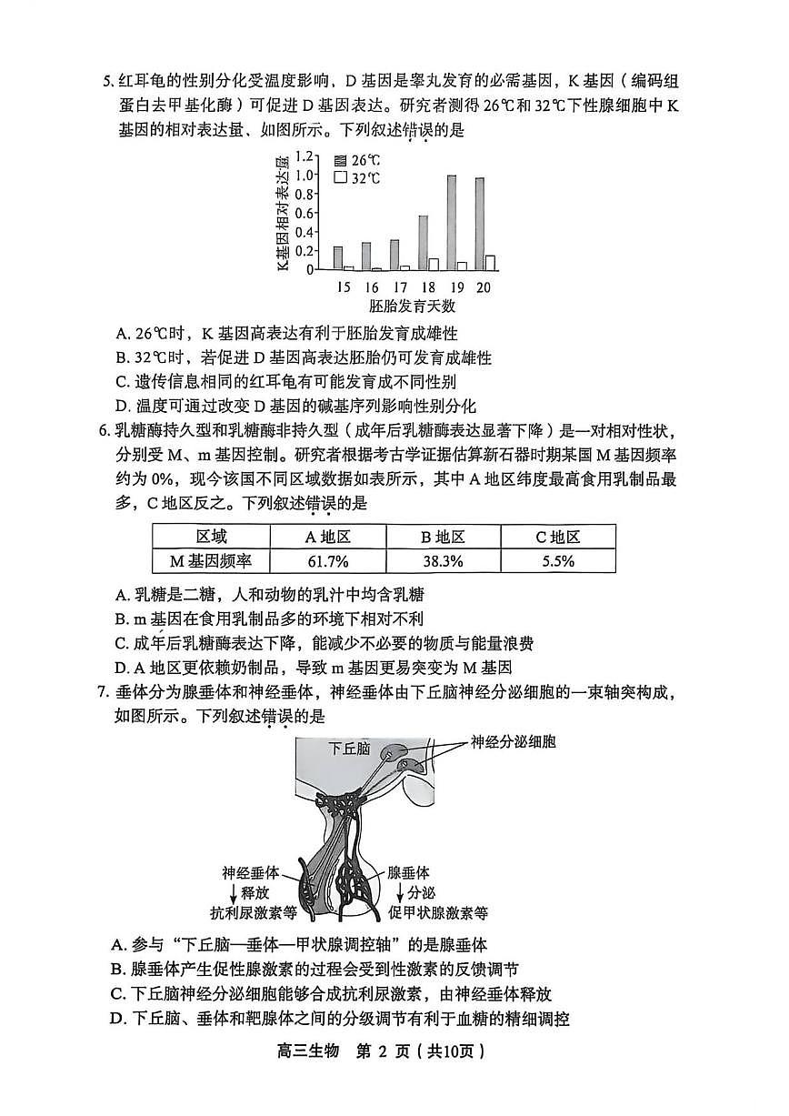 2025-2026学年北京市丰台区高三上学期期末生物试题（含答案）第2页