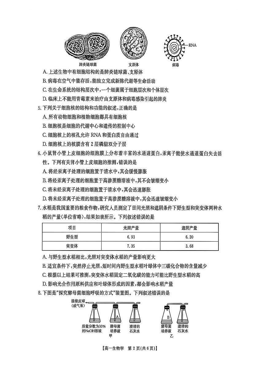 2026届云南省普洱市墨江哈尼族自治县墨江第二中学高三模拟预测生物试题（高考模拟）第2页