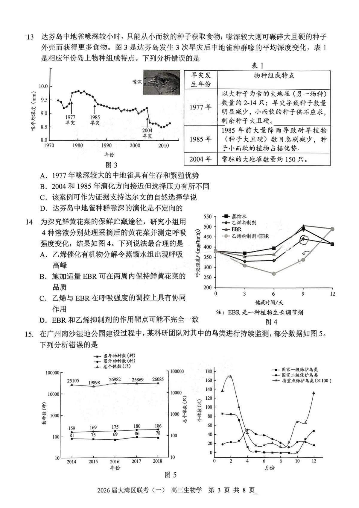广东省大湾区（中山、珠海、江门、阳江等市）2026届上学期高三一模 生物试题+答案第3页