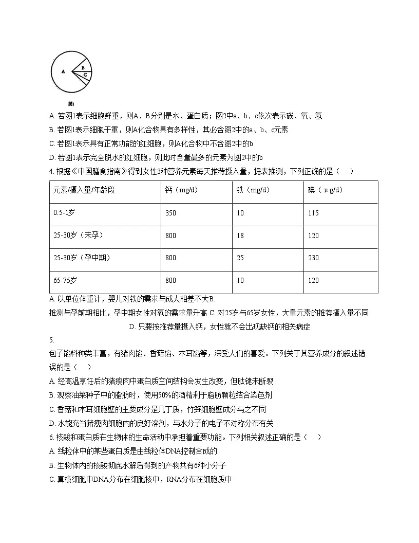 重庆实验外国语学校2025_2026学年高一上学期12月检测生物试题（文字版，含答案）第2页