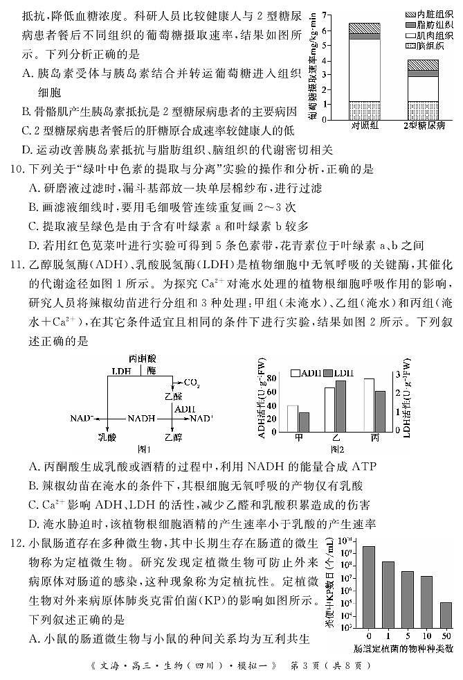 四川省黄冈八模2026届高三上学期高考一模生物试题（含答案）第3页