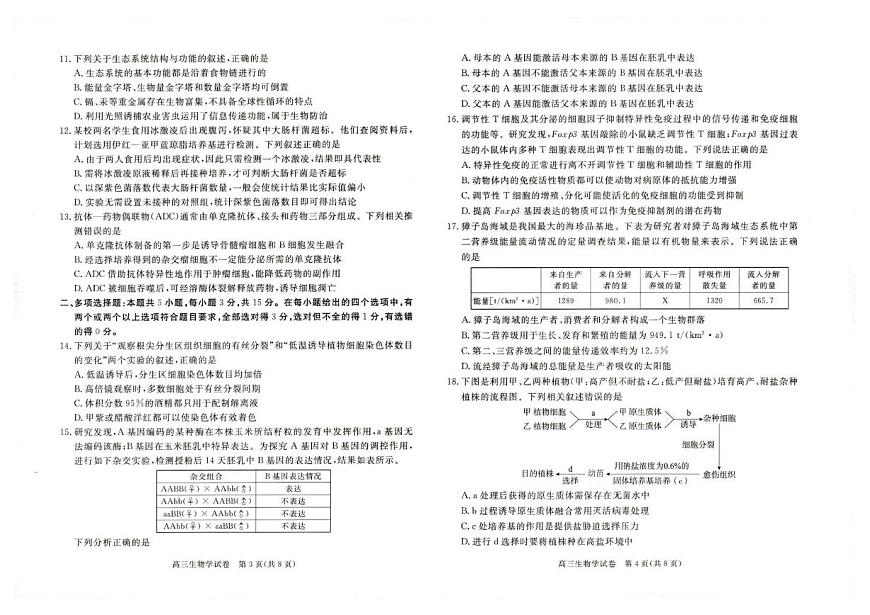 2026届河北省雄安新区高三上学期1月期末考试生物试卷（含答案）第2页
