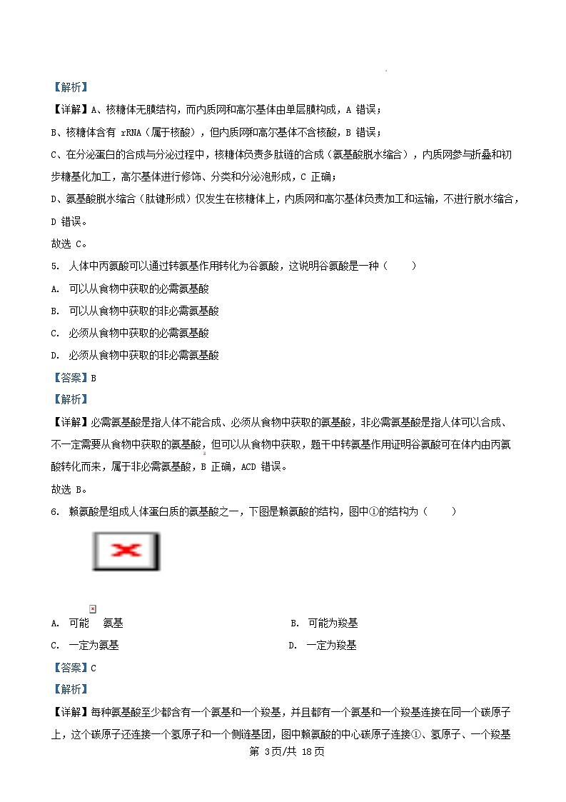 广东省2025_2026学年高一生物上学期12月期中试题含解析第3页