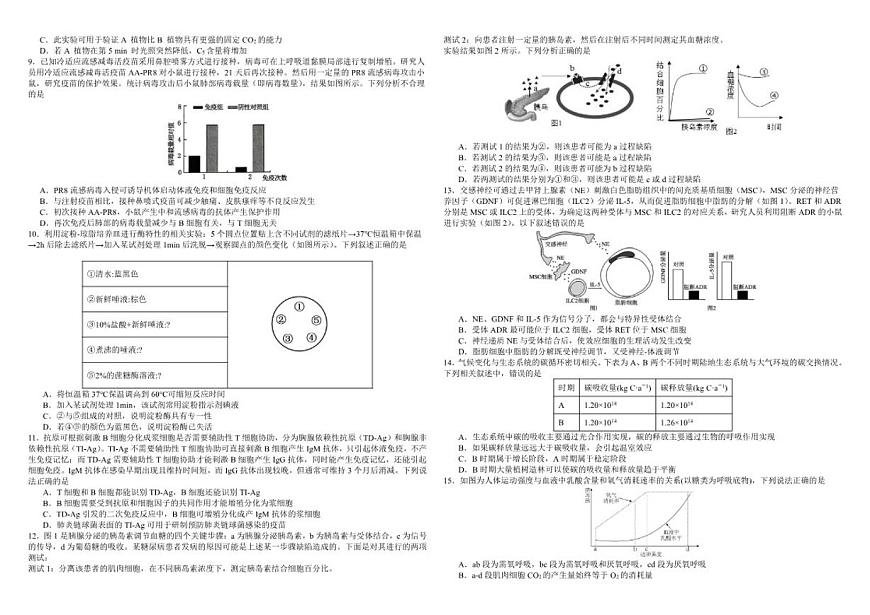 2025-2026学年湖北省襄阳市襄城区襄阳市第四中学高三上学期1月月考生物试题（含答案）第2页