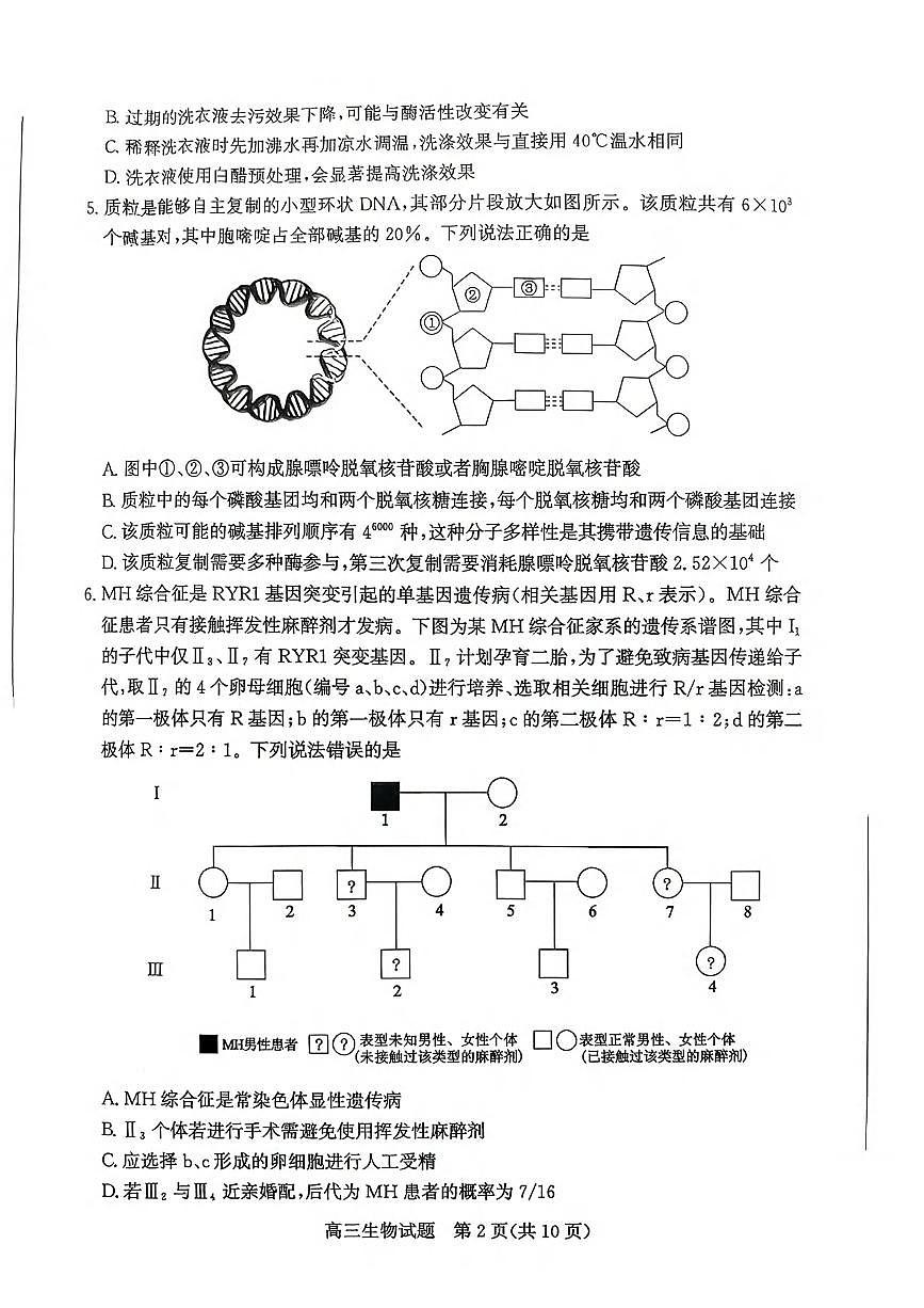 生物丨山东省滨州市2026届高三上学期1月期末考试试卷及答案第2页