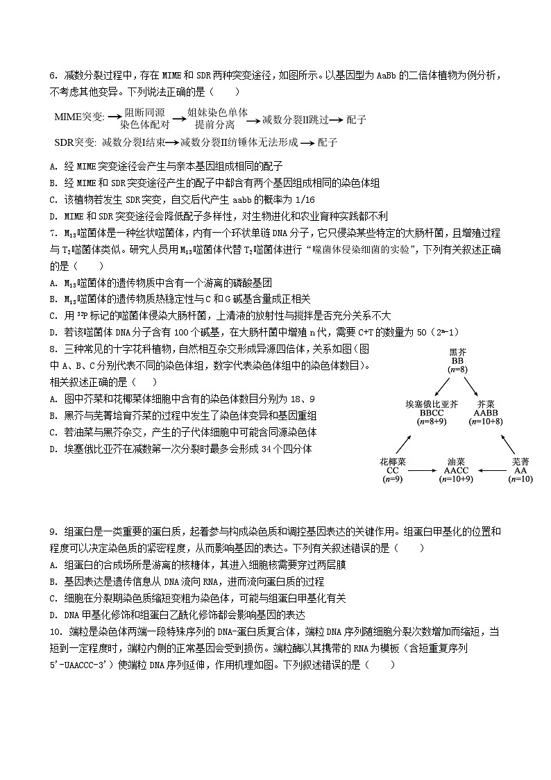 天津市静海区第一中学2026届高三上学期12月月考生物试题（Word版附答案）第2页