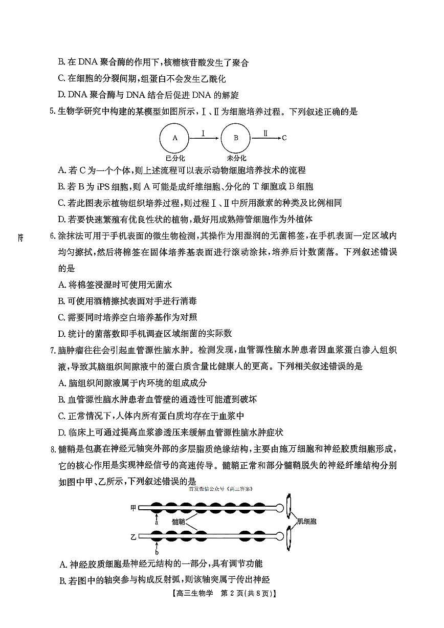 2025-2026学年陕西金太阳高三上学期1月生物试题无答案第2页