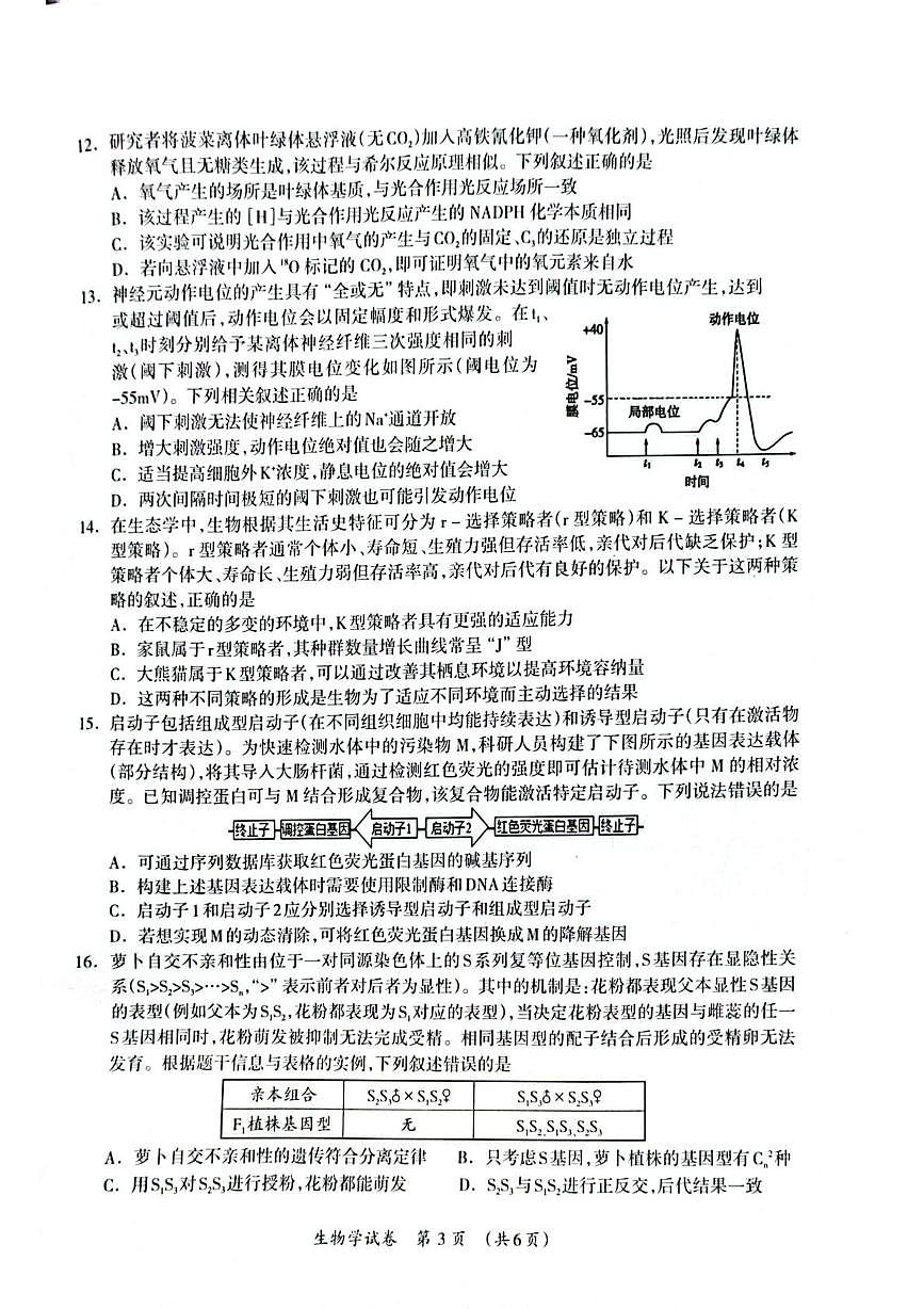 广西壮族自治区百色市2025-2026学年高三上学期1月期末生物试题第3页