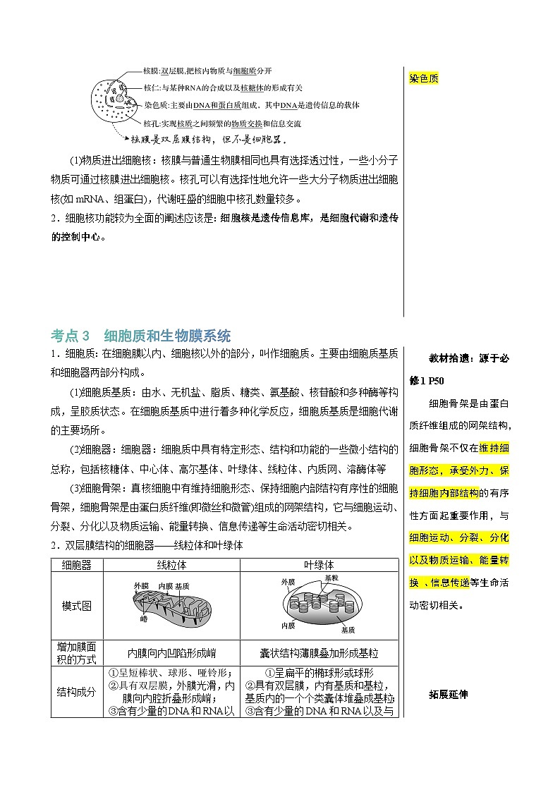 细胞的基本结构（4大考点+8个易错点）-高考生物一轮复习知识清单第3页