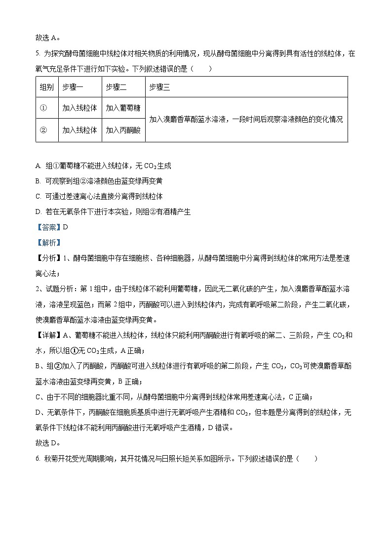 浙江省衢州市2024-2025学年高二上学期期末考试 生物 含解析第3页