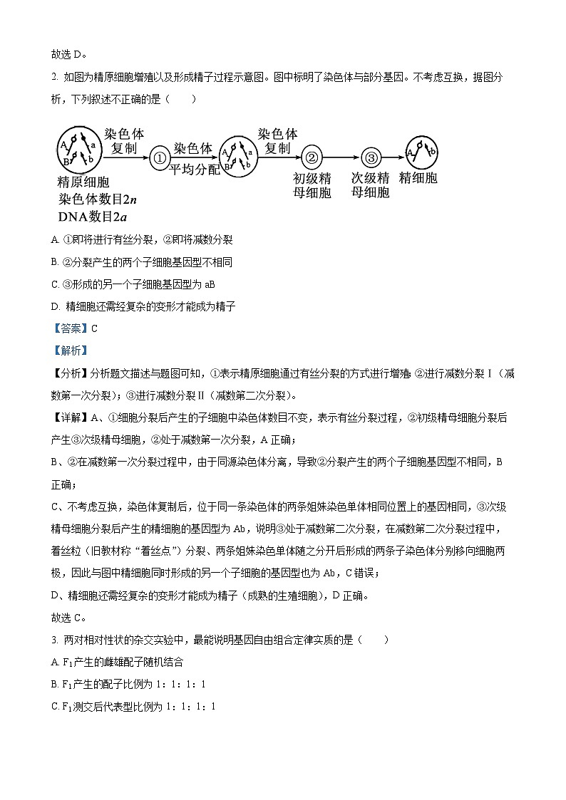 北京市丰台区2023-2024学年高一下学期7月期末考试生物试卷  含解析第2页