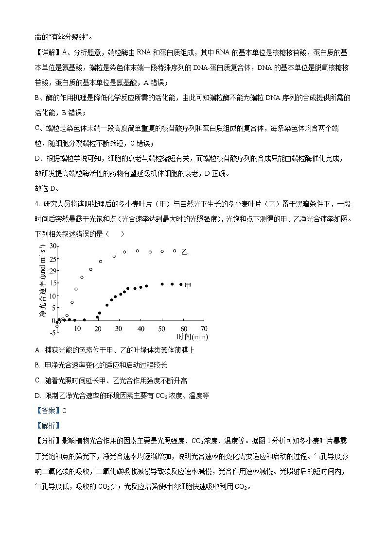 北京市东城区2023-2024学年高一下学期7月期末考试生物试题 含解析第3页