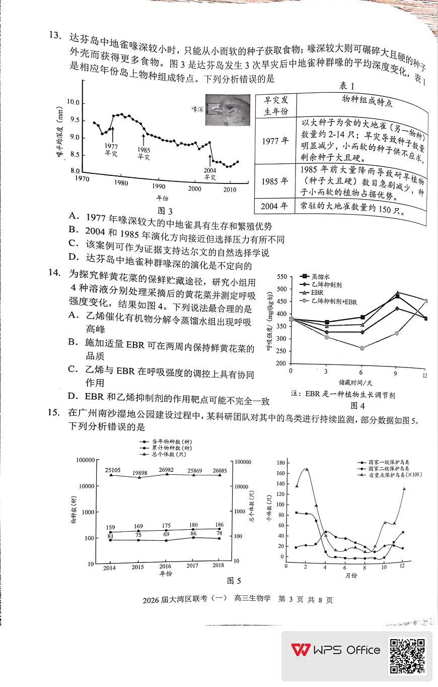 生物丨广东省大湾区2026届高三上学期1月联合模拟考试（一）试卷及答案第3页