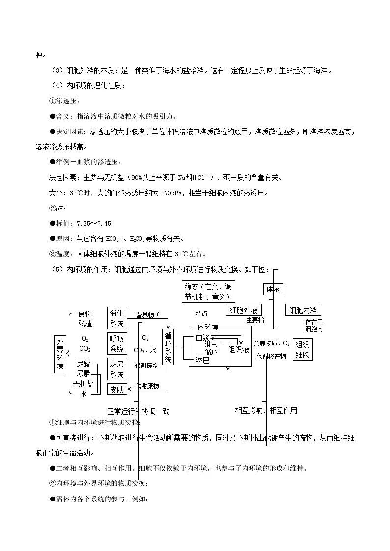2026年高考生物一轮复习：人教版选择性必修1 稳态与调节 知识点考点提纲 讲义第3页