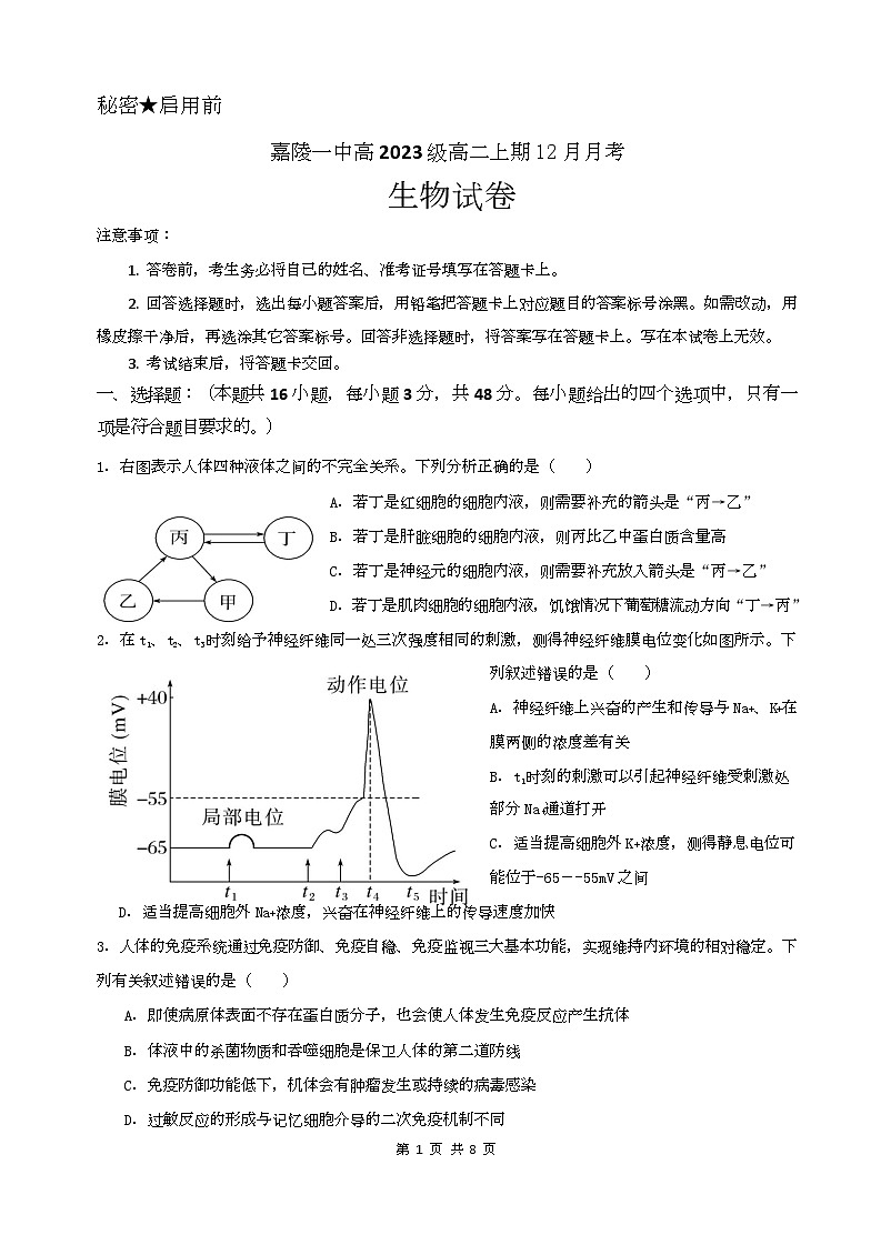 生物试卷第1页