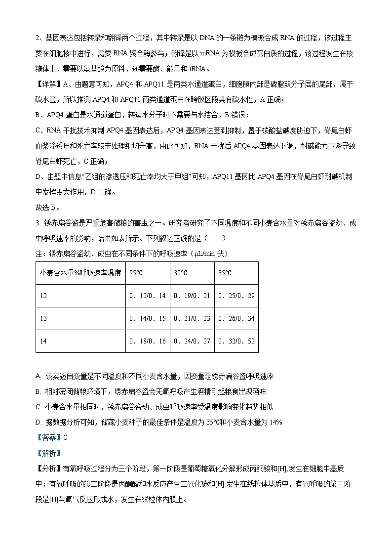 江西省南昌市2023-2024学年高三下学期第一次模拟测试生物试题（解析版）第2页