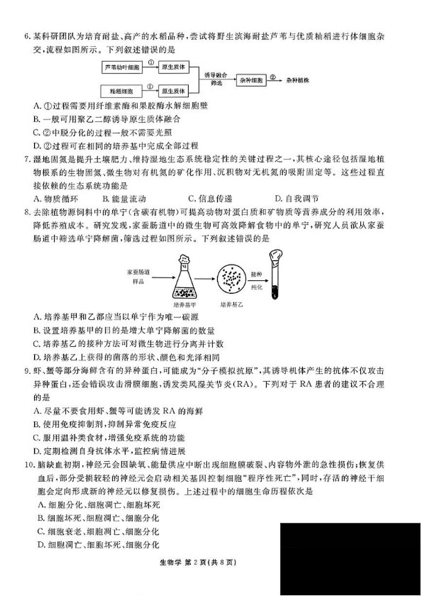 2026届河北省衡水模拟卷(衡水金卷)高三上1月份适应性测试生物试卷（含解析）第2页
