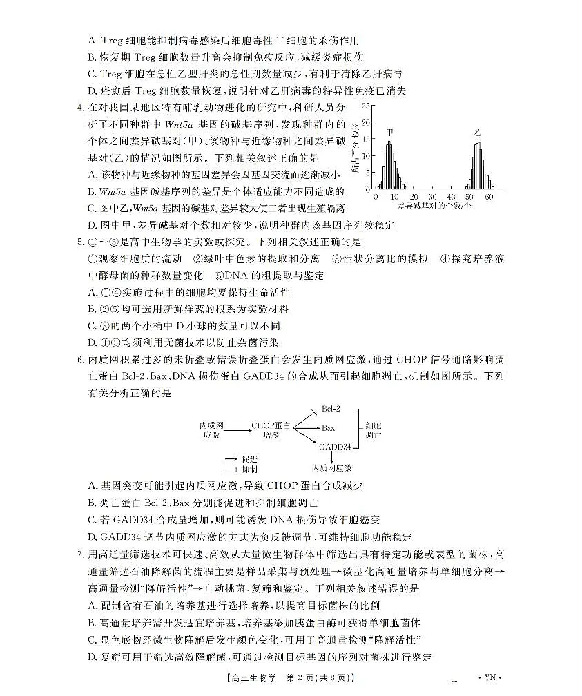 云南省2026届高三上学期1月百万大联考生物第2页