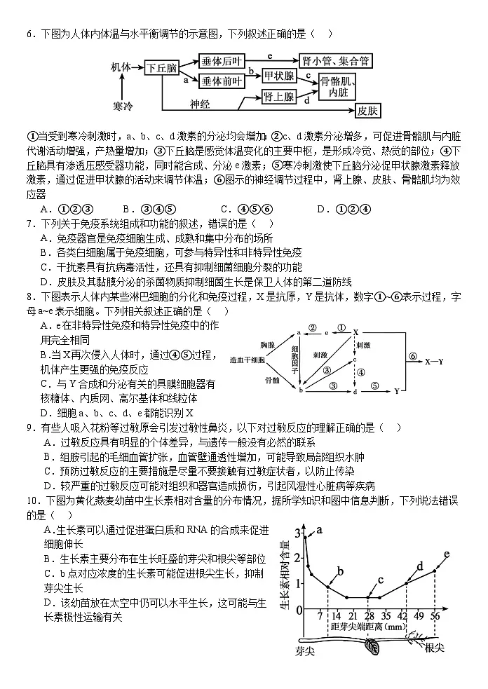 江苏省扬州市广陵区江苏省扬州中学2024-2025学年高二上学期12月月考生物试题（无答案）第2页