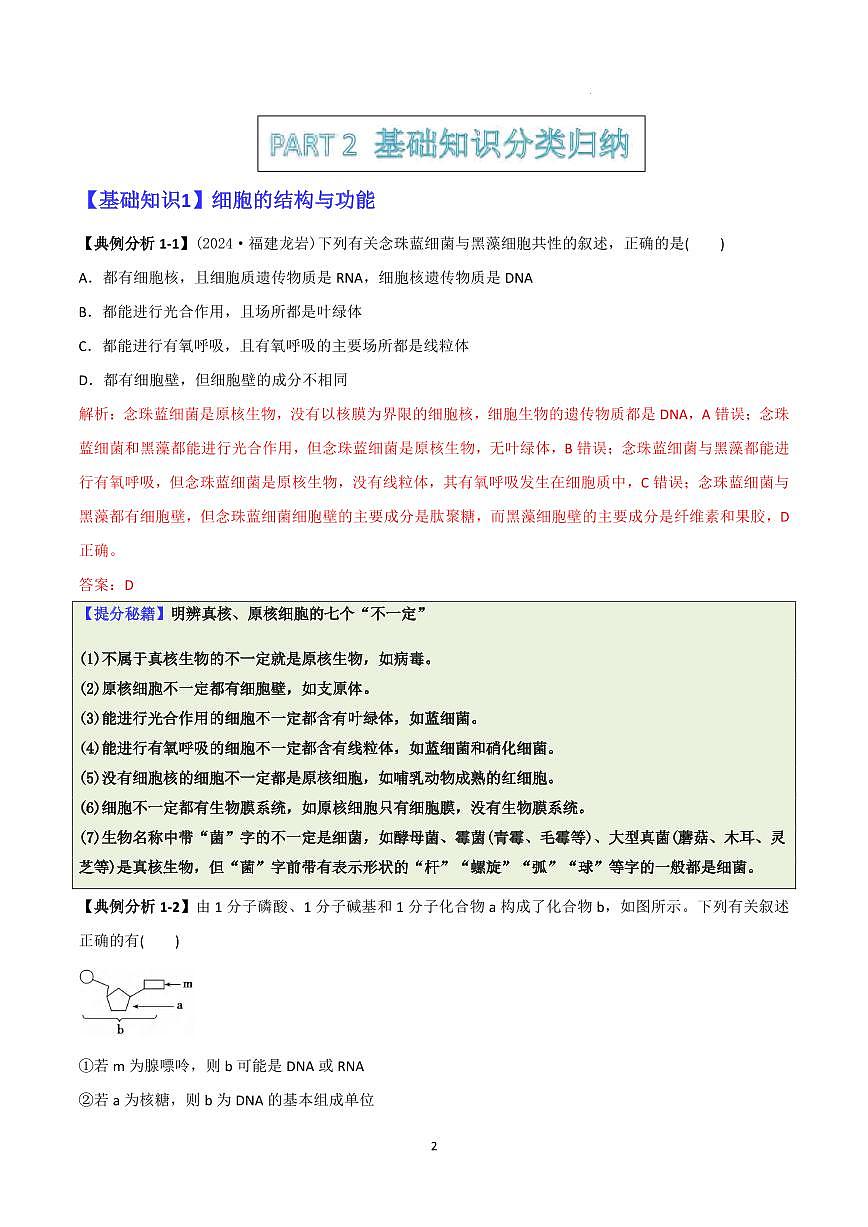 高考生物基础知识型选择题知识清单（共32页）第2页