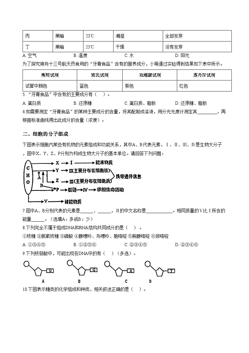 上海市宝山区上海市行知中学2025_2026学年高一上学期1月期末生物试题（文字版，含答案）第2页
