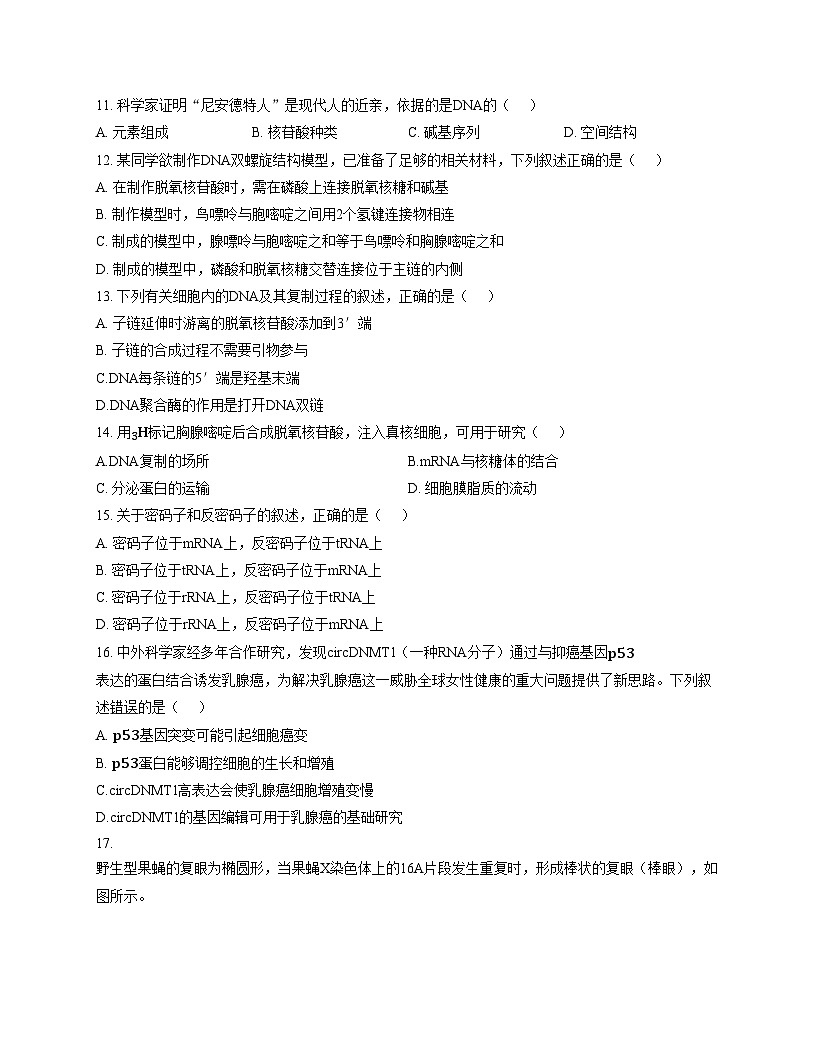 天津市滨海新区大港第八中学2025_2026学年高三上学期第二次月考生物试卷（文字版，含答案）第3页