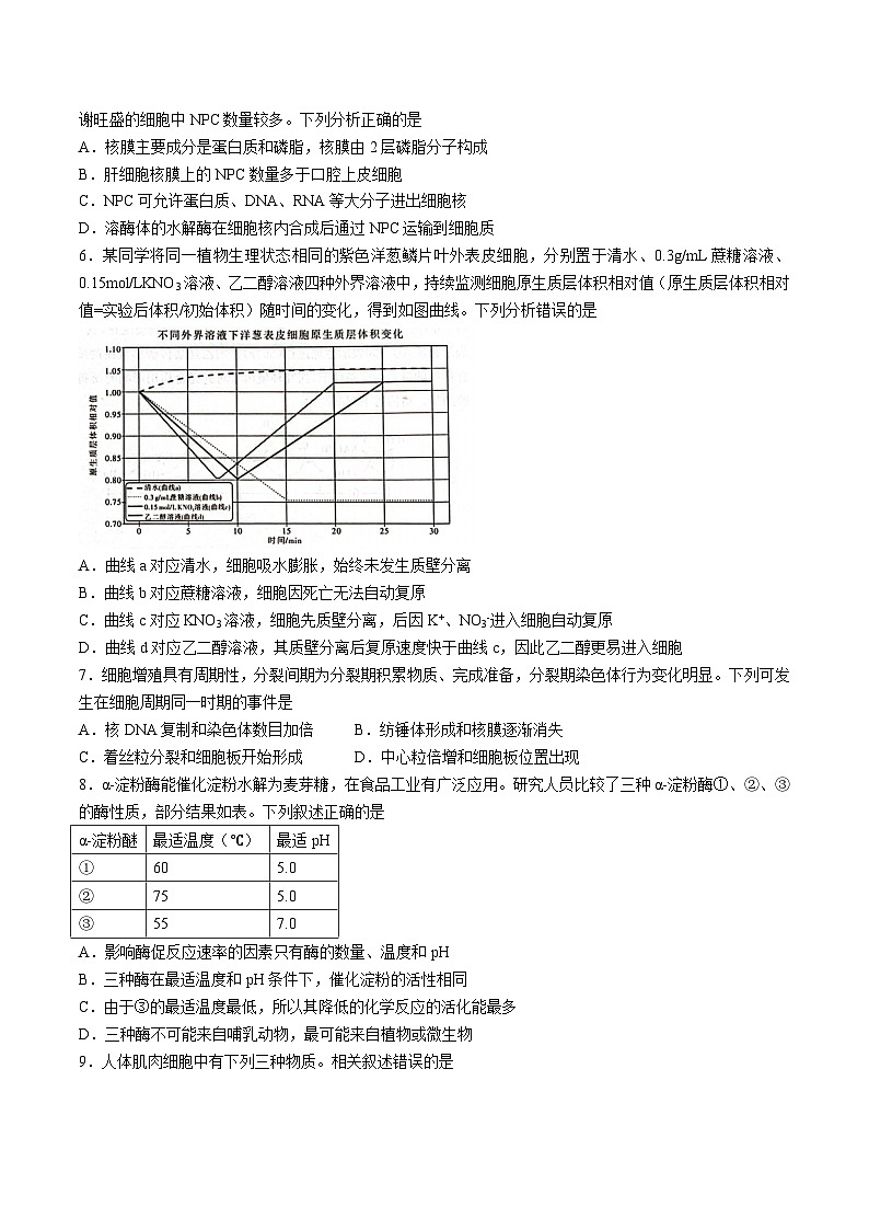 湖南省衡阳市衡阳县2025-2026学年高一上学期期末生物试卷（含答案）第2页
