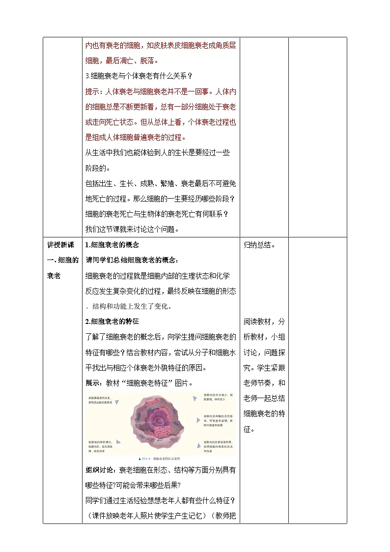 6.3 细胞的衰老和死亡-教学设计--2025-2026学年高一上学期《生物》（人教版）必修1第2页
