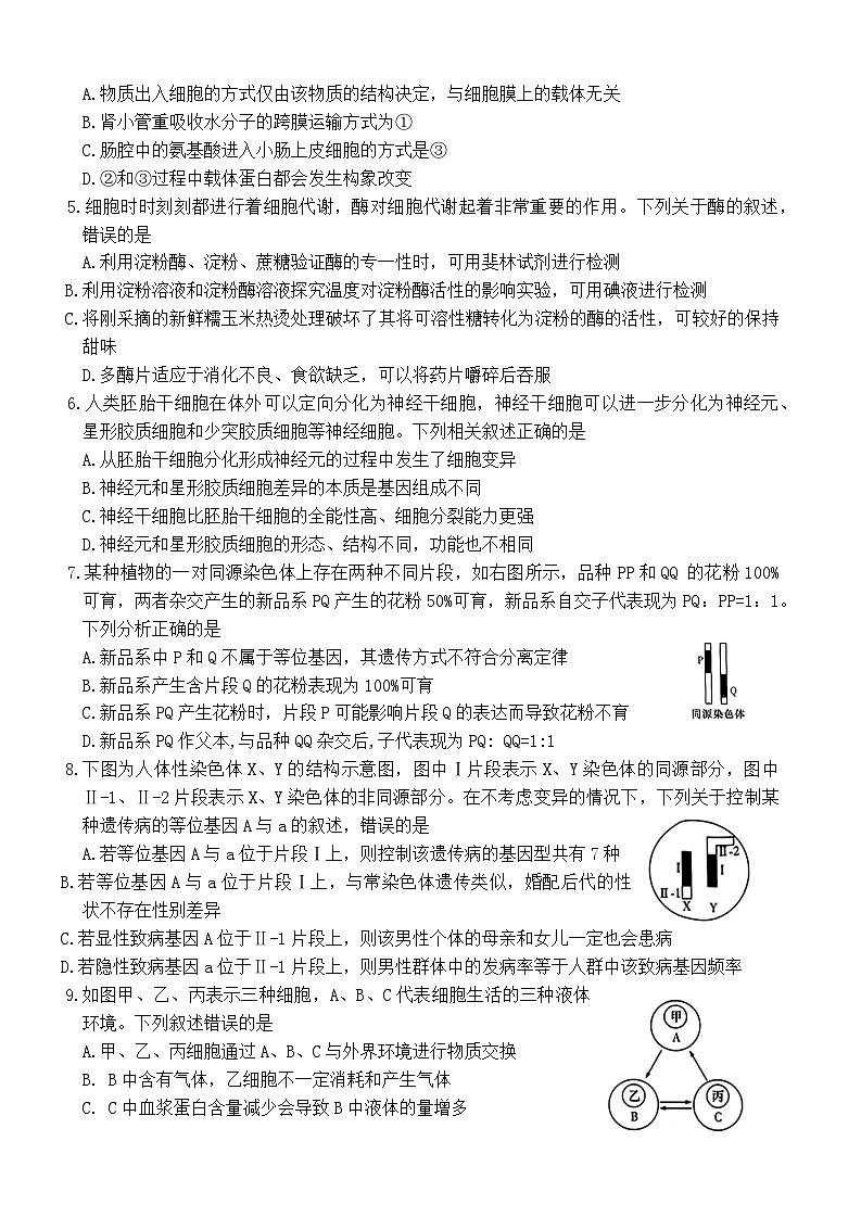 2024年下期湖南省部分省示范性高中高二入学考试生物第2页
