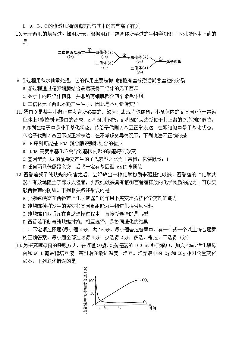 2024年下期湖南省部分省示范性高中高二入学考试生物第3页