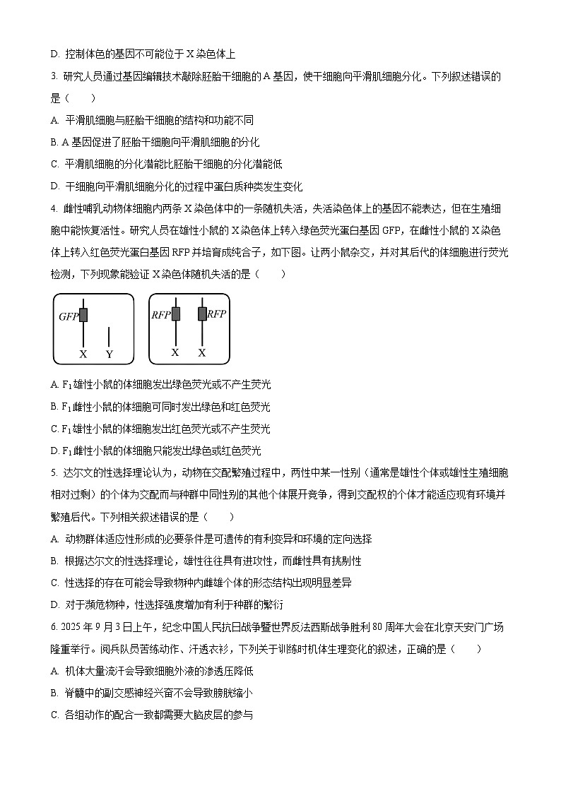 2026届湖北省十堰市高三年级元月调研考试一模生物试题（原卷+解析）第2页
