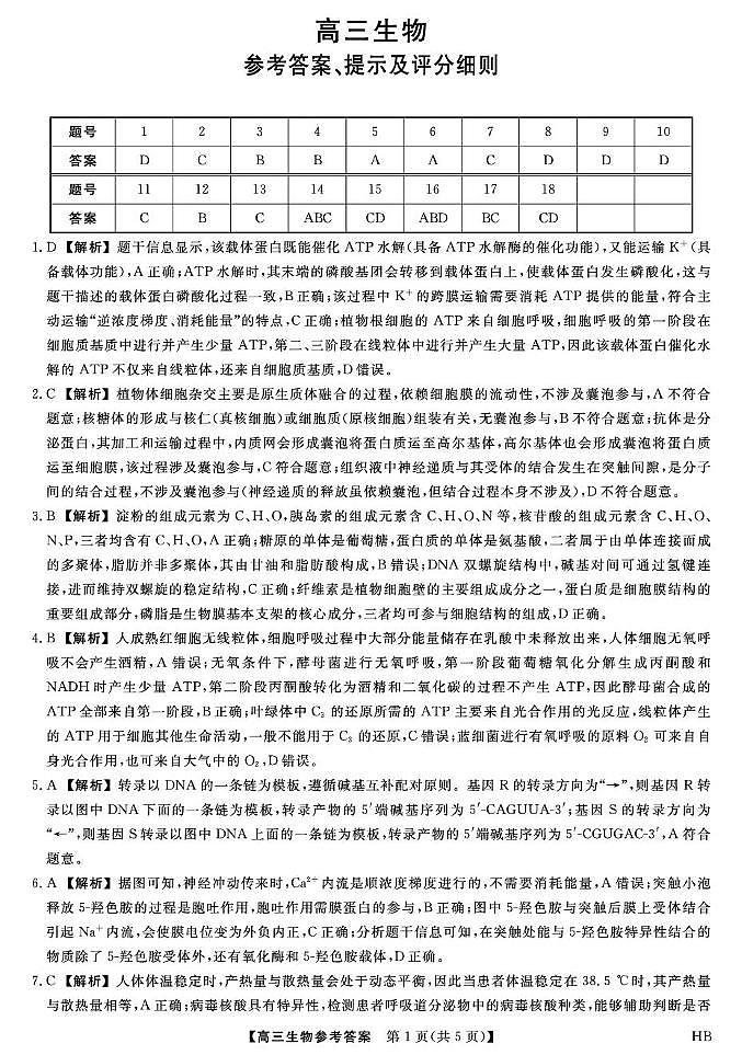 26074C-HB-详解版答案-生物第1页
