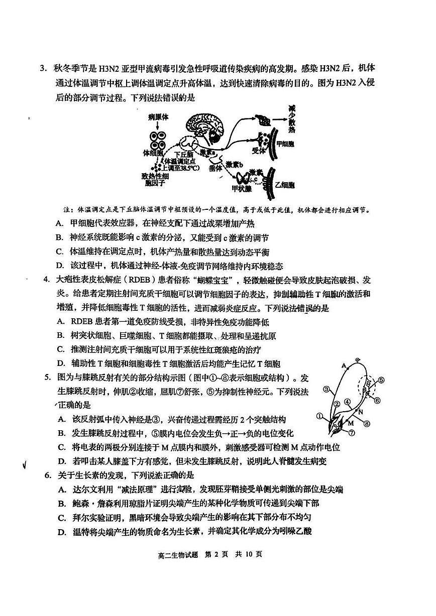 山东省青岛市2025-2026学年第一学期高二期末测试 生物试题+答案第2页